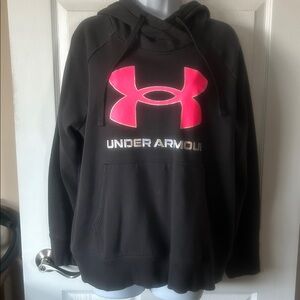 Under Armour Charcoal Hoodie with Neon Pink Emblem